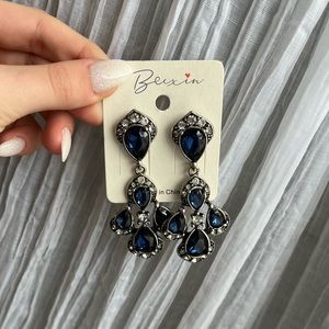 Blue Rhinstone Earrings